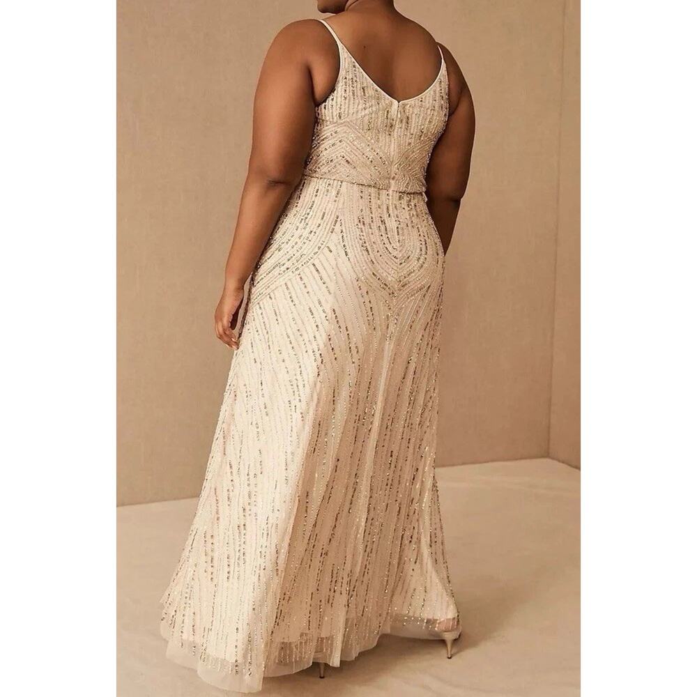BHLDN Cream Fidelia Beaded Maxi Dress Oyster Sz 6 Anthropologie Wedding Gown - Picture 3 of 13